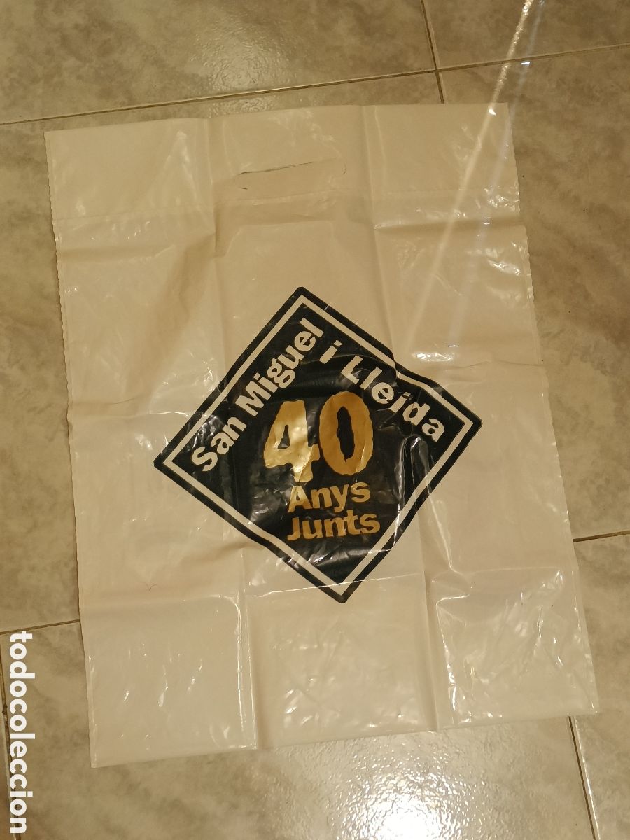 Otros Art&iacute;culos de Coleccionismo en Papel: Rara bolsa plastico publicidad cerveza San Miguel Lleida 40 a&ntilde;os juntos anys junts