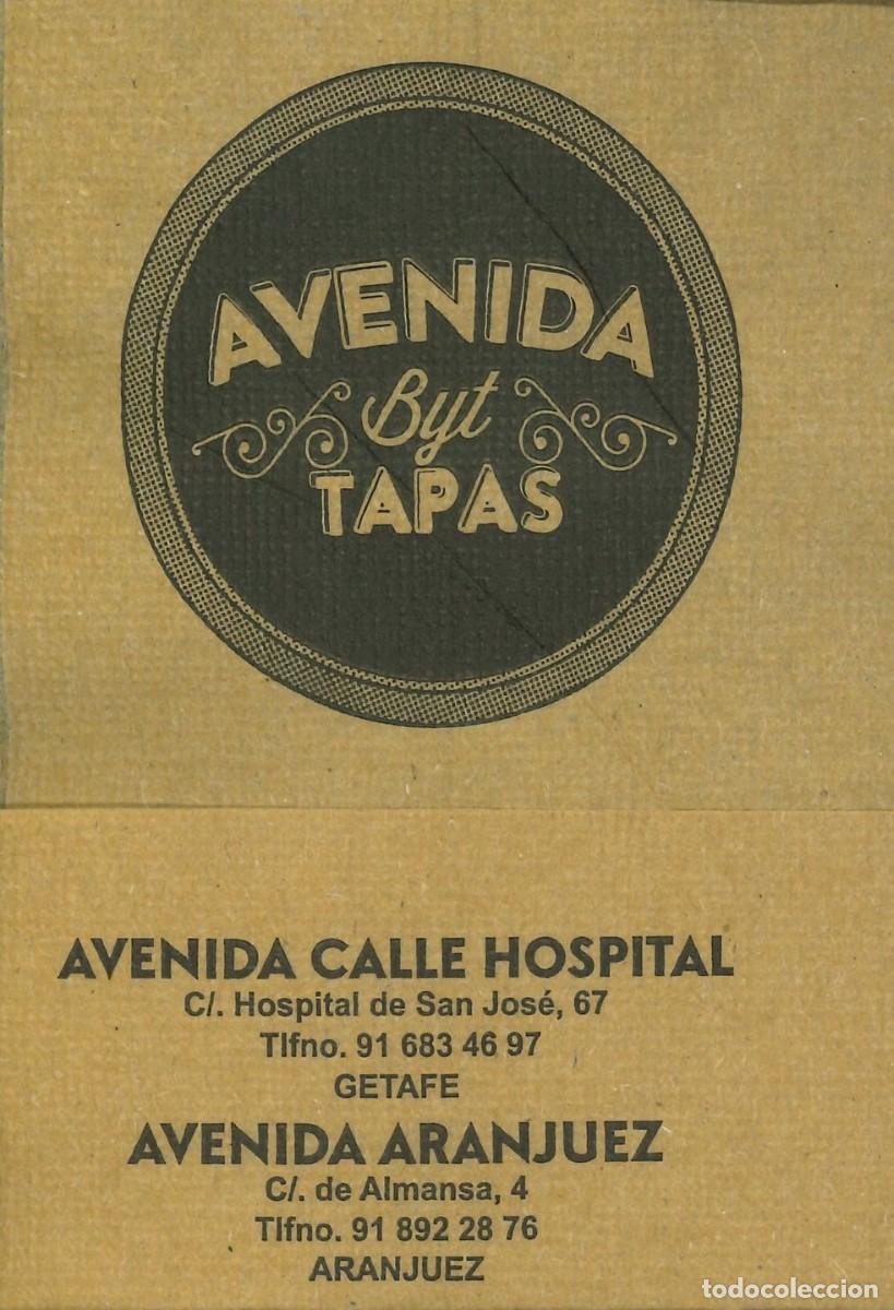 Altri oggetti di carta: SERVILLETA PAPEL - TAPAS AVENIDA - MODELO 3 - GETAFE - ARANJUEZ (MADRID)
