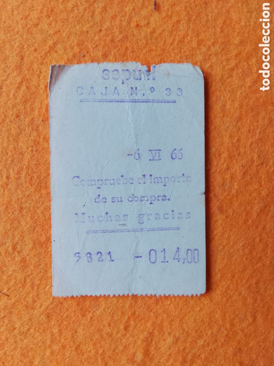 Altri oggetti di carta: TICKET 1966 . MADRID . ...B