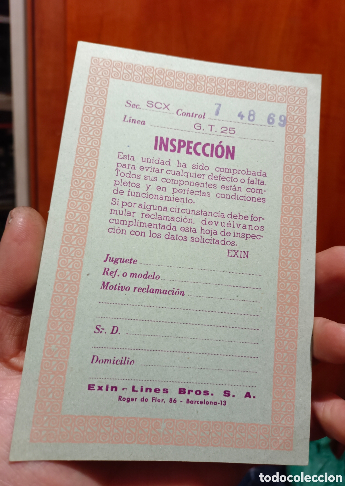 Otros Art&iacute;culos de Coleccionismo en Papel: Tarjeta inspeccion GT 25 jaguar E scalextric exin