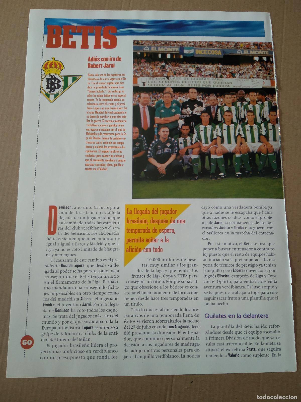 Otros art&iacute;culos de coleccionismo en papel: HOJA REVISTA SPORT LIGA 98-99 EQUIPO PLANTILLA BETIS FAST-FOOD PUBLICIDAD MERCEDES-BENZ