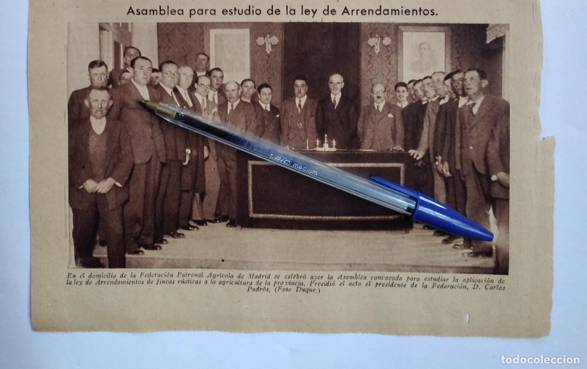 Collectionnisme Papier divers: CARLOS PADROS FEDERACI&Oacute;N PATRONAL AGR&Iacute;COLA MADRID ASAMBLEA LEY ARRENDAMIENTOS FINCAS A&Ntilde;O 1935