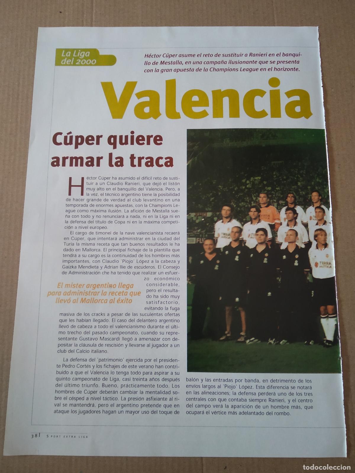 Otros art&iacute;culos de coleccionismo en papel: HOJA REVISTA EXTRA SPORT LA LIGA DEL 2000 EQUIPO PLANTILLA VALENCIA PUBLICIDAD MERCEDES-BENZ