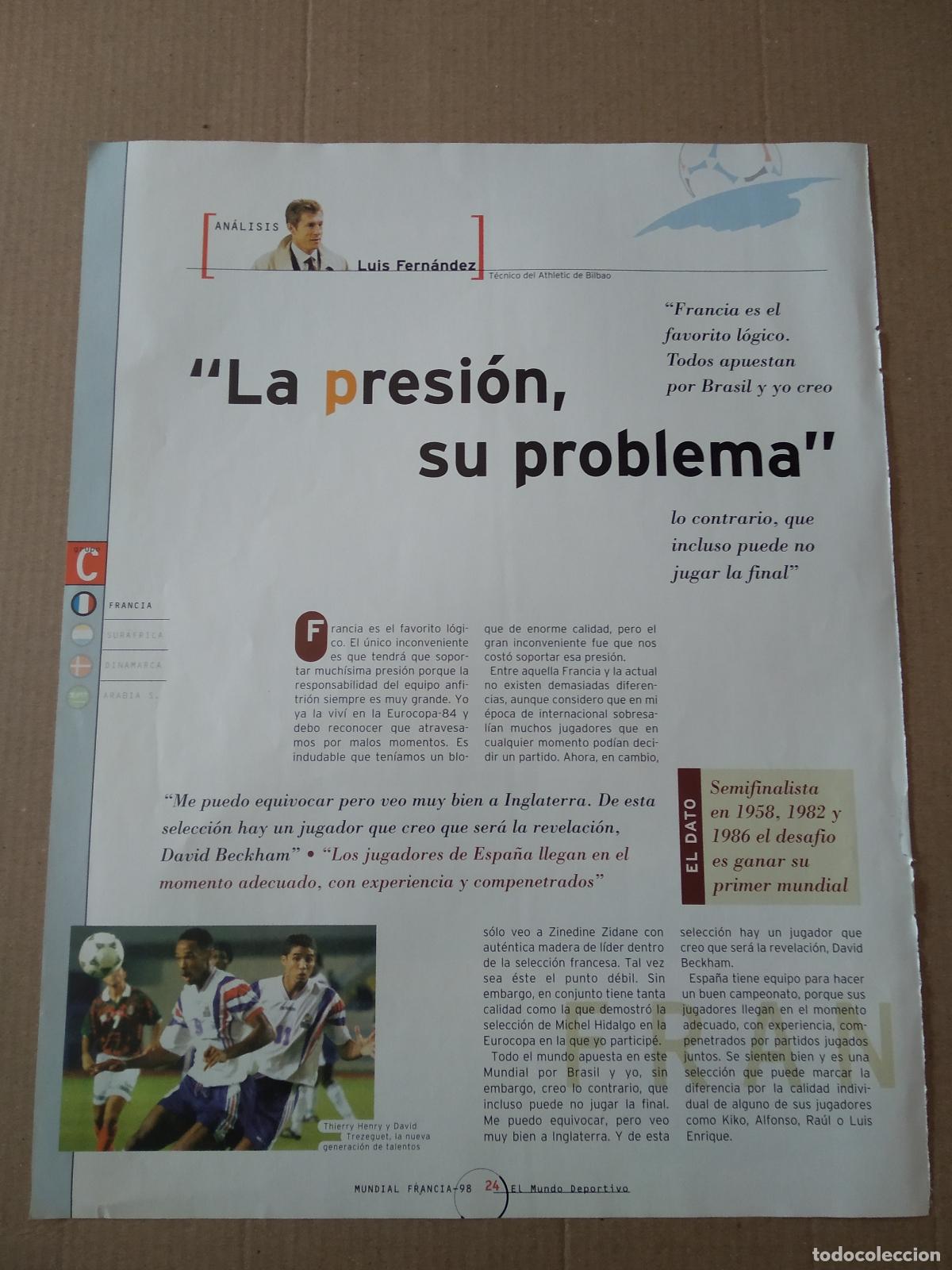 Otros Art&iacute;culos de Coleccionismo en Papel: HOJA REVISTA MUNDIAL 98 MUNDO DEPORTIVO PUBLICIDAD NISSAN HENRY TREZEGUET FRANCIA
