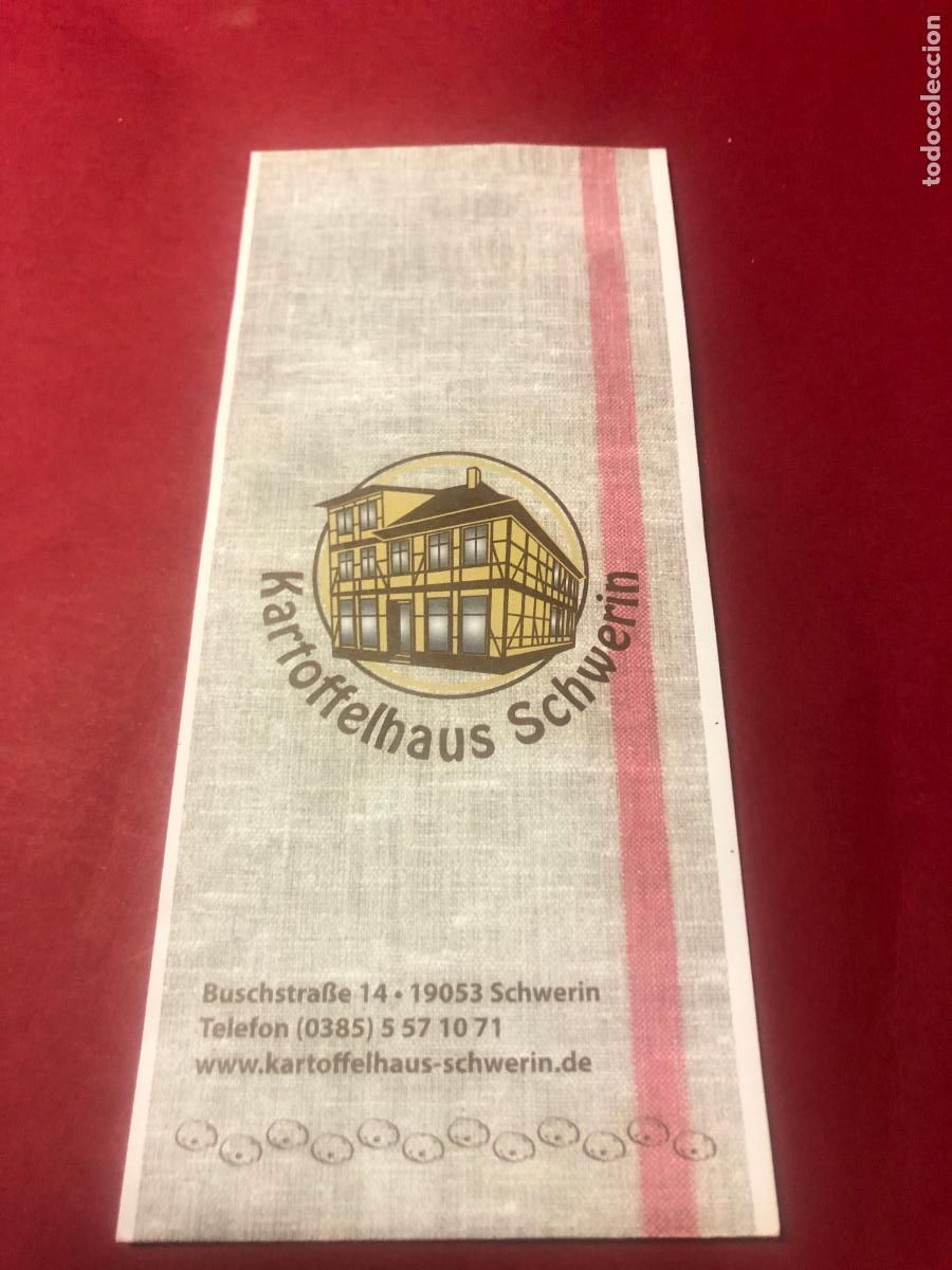 Otros Art&iacute;culos de Coleccionismo en Papel: PORTACUBIERTOS DE PAPEL DE RESTAURANTE DE LA CIUDAD DE SCHWERIN, ALEMANIA, LA CASA DE LAS PATATAS