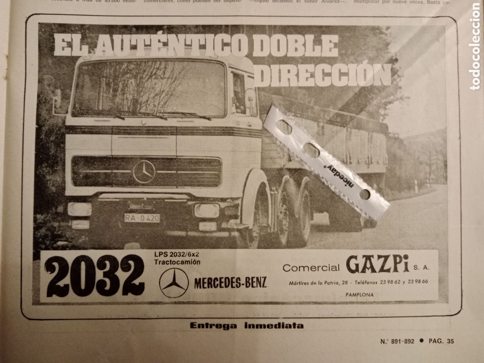 Paper Collecting Others: Publicidad cami&oacute;n mercedes Benz 2032 de 1974