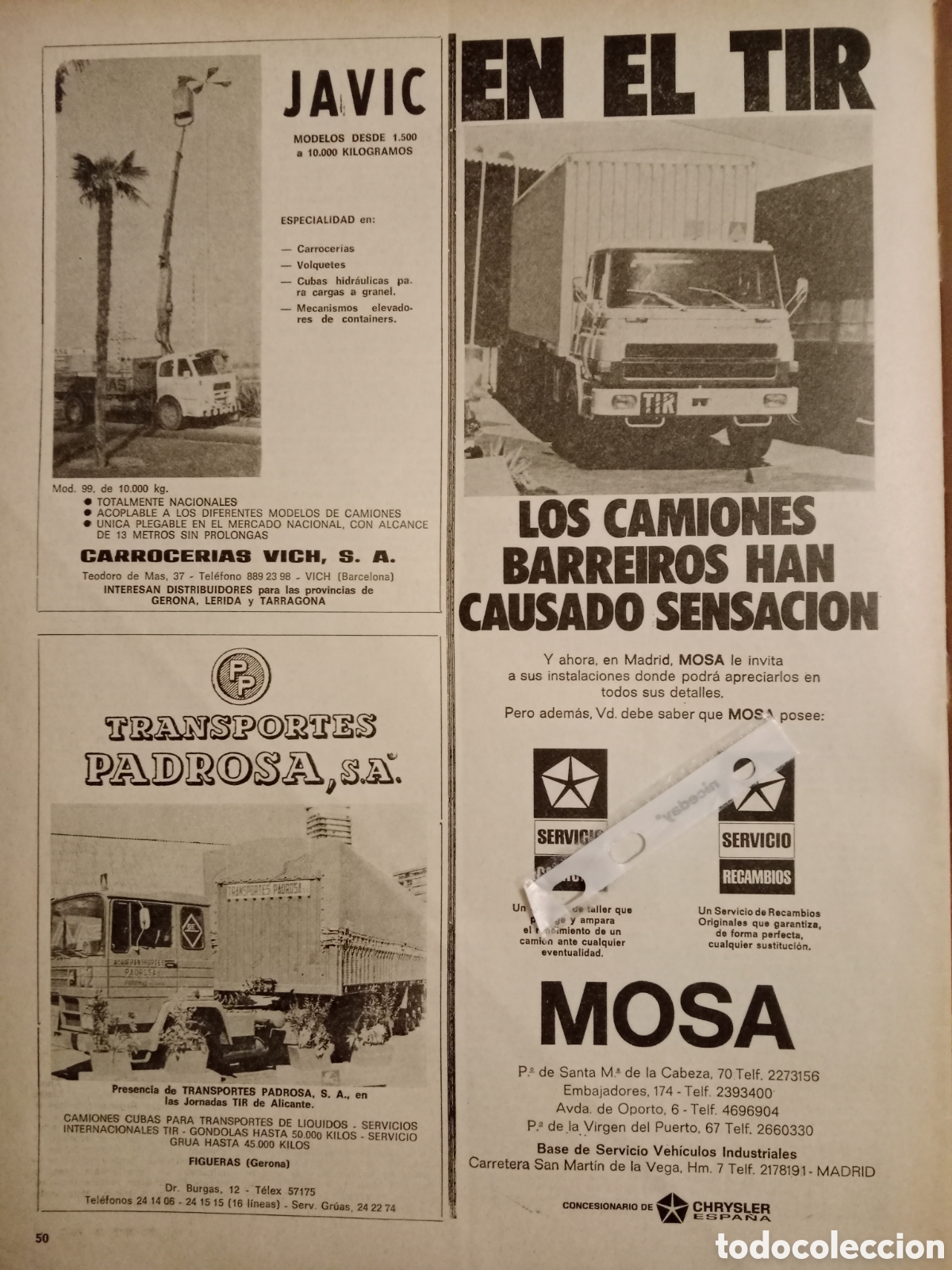 Paper Collecting Others: Publicidad cami&oacute;n Barreiros de 1974