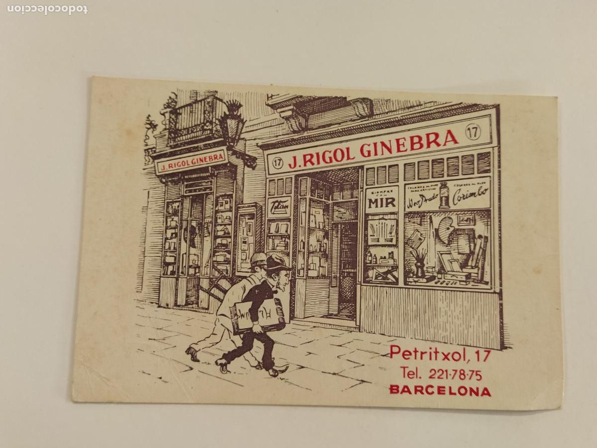 Otros Art&iacute;culos de Coleccionismo en Papel: BARCELONA - J. RIGOL GINEBRA - CARRER PETRITXOL - TARJETA PUBLICIDAD ANTIGUA -VER FOTOS-(111.739)