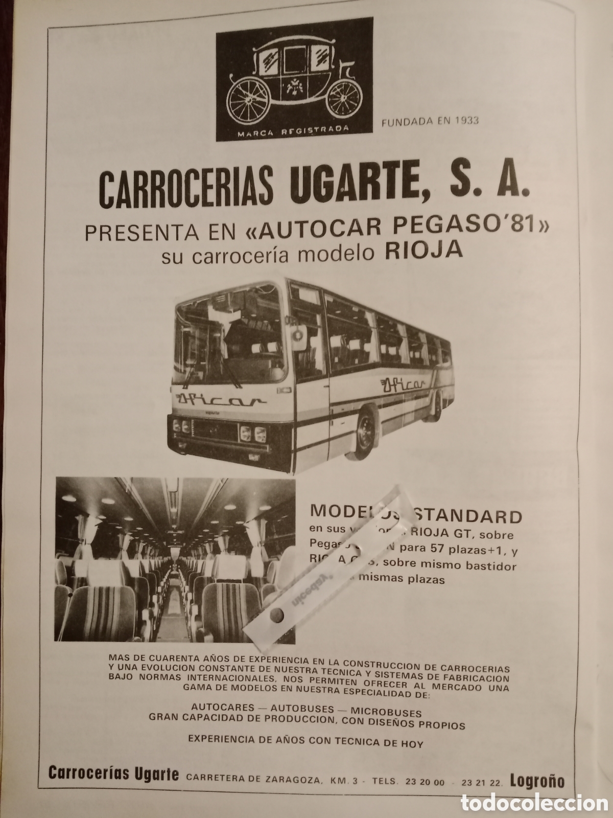 Paper Collecting Others: Publicidad carrocer&iacute;as autocar autob&uacute;s Ugarte de 1980