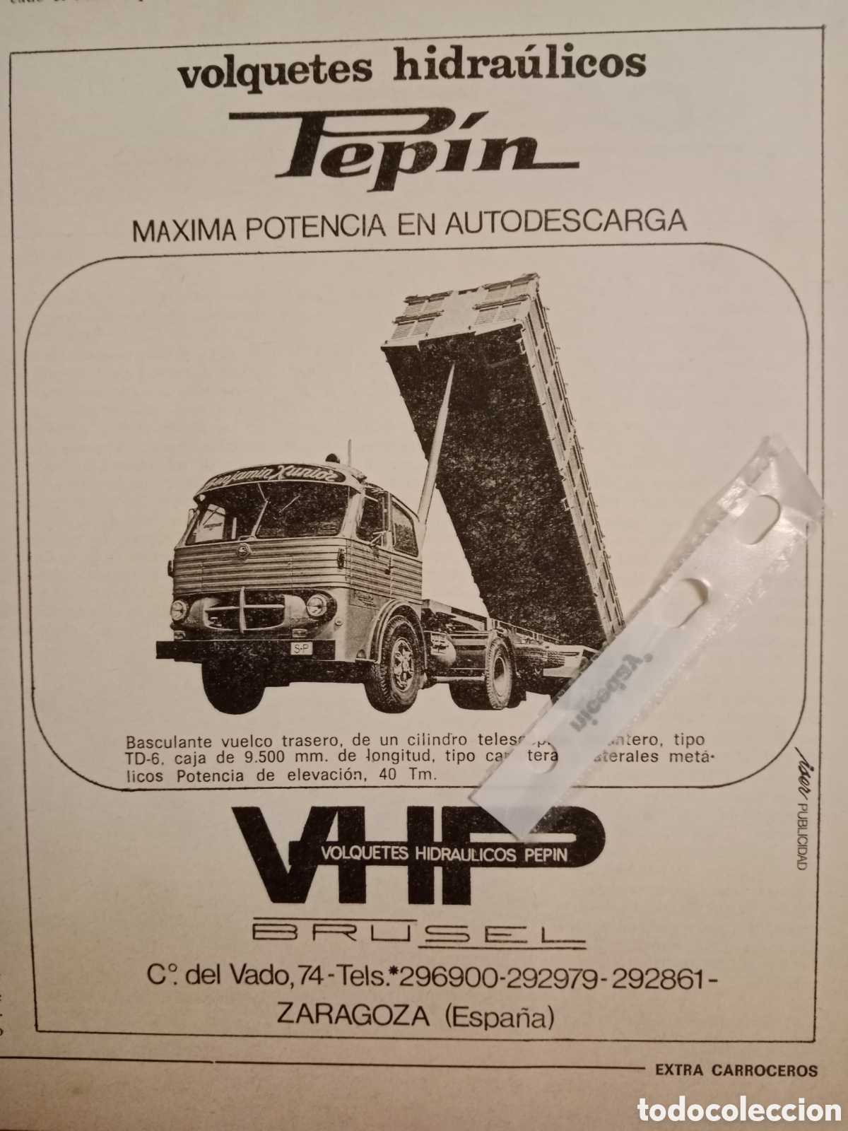 Otros Art&iacute;culos de Coleccionismo en Papel: Publicidad volquetes hidr&aacute;ulicos Pep&iacute;n Pegaso