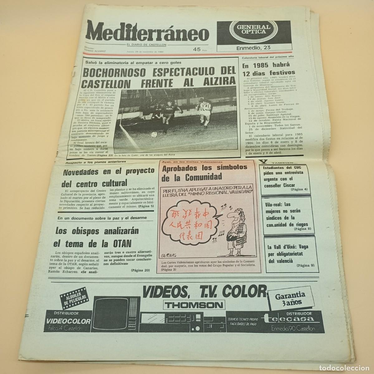 Sammelleidenschaft Andere Papierartikel: PERIODICO MEDITERRANEO 29 DE NOVIEMBRE DE 1984