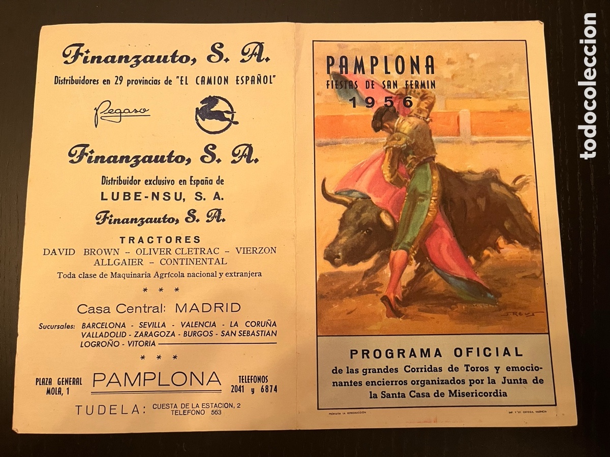 Otros art&iacute;culos de coleccionismo en papel: Programa Toros San Ferm&iacute;n Pamplona 1956 - Foto 1