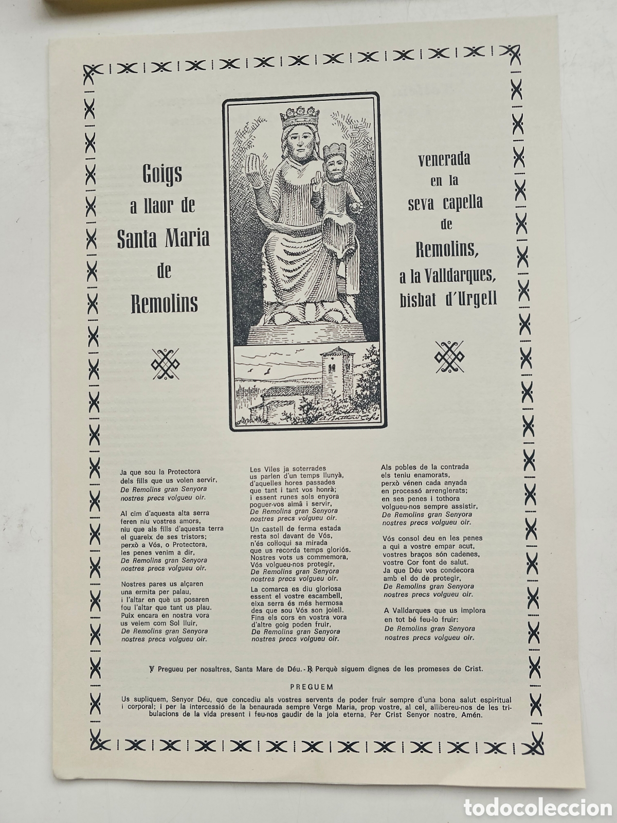 Paper Collecting Others: Goigs Gozos Sta Maria de Remolins, Valldarques, Bisbat Urgell 1971
