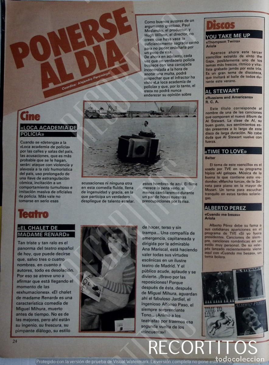 Sammelleidenschaft Andere Papierartikel: ANA MARISCAL AL STEWART THOMPSON TWINS TIME TO LOVE LOCA ACADEMIA DE POLICIA