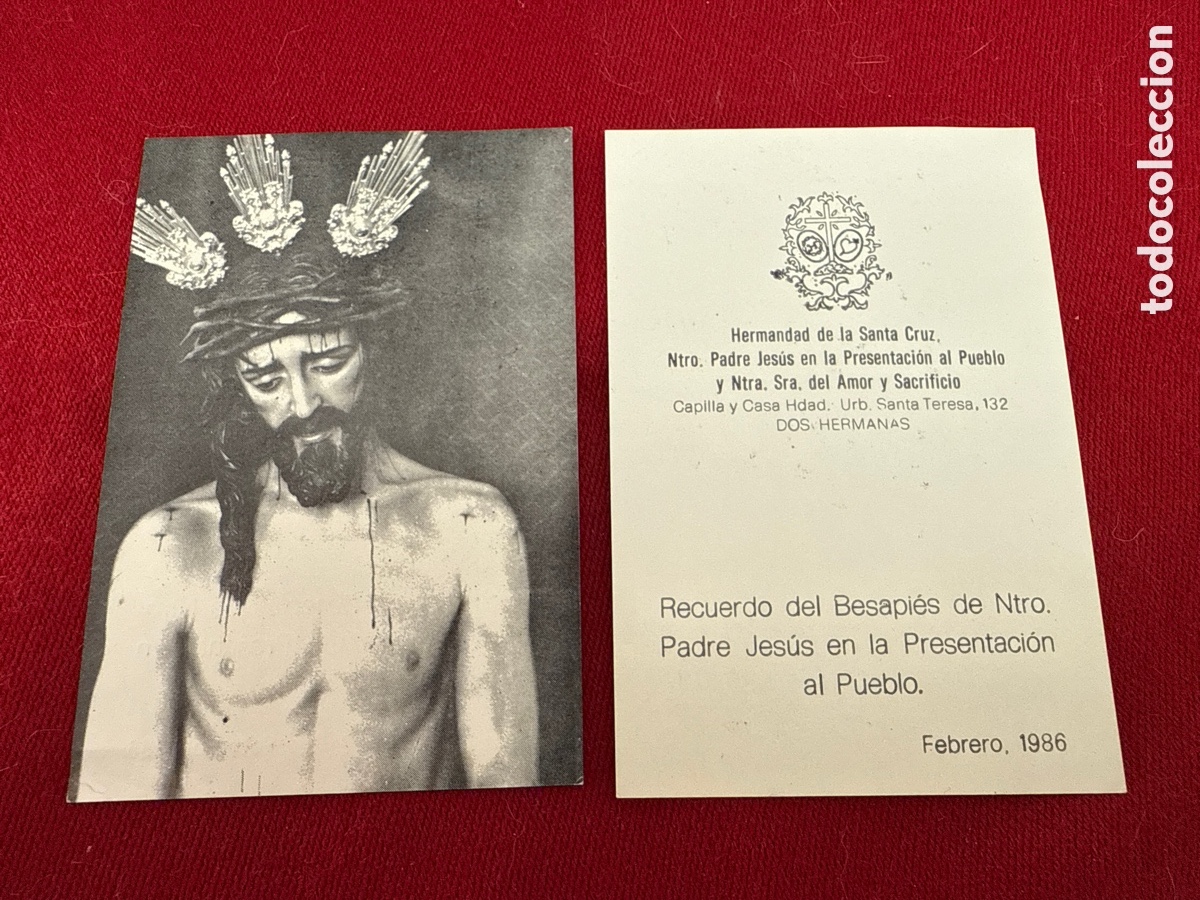 Otros art&iacute;culos de coleccionismo en papel: Recuerdo Besapi&eacute;s Presentaci&oacute;n al Pueblo de Dos Hermanas (Sevilla). Febrero de 1986.