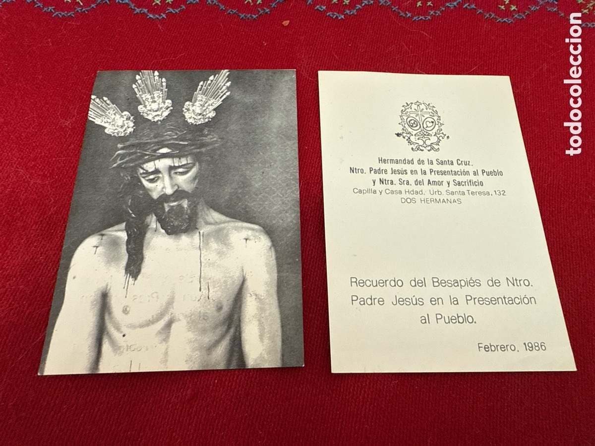 Otros art&iacute;culos de coleccionismo en papel: Recuerdo Besapi&eacute;s Presentaci&oacute;n al Pueblo de Dos Hermanas (Sevilla). Febrero de 1986.