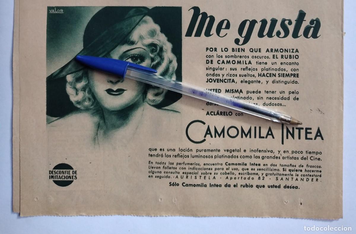 Collectionnisme Papier divers: CAMOMILA INTEA LOCI&Oacute;N PERFUMER&Iacute;A SANTANDER PUBLICIDAD A&Ntilde;O 1935