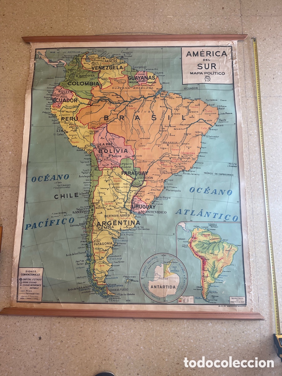 Otros art&iacute;culos de coleccionismo en papel: MAPA POLITICO AMERICA DEL SUR A&Ntilde;OS 60