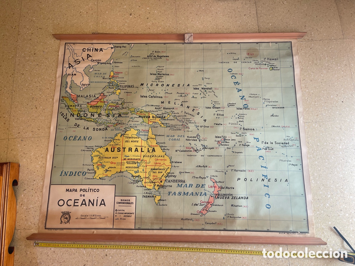 Otros art&iacute;culos de coleccionismo en papel: MAPA POLITICO OCEANIA A&Ntilde;OS 60