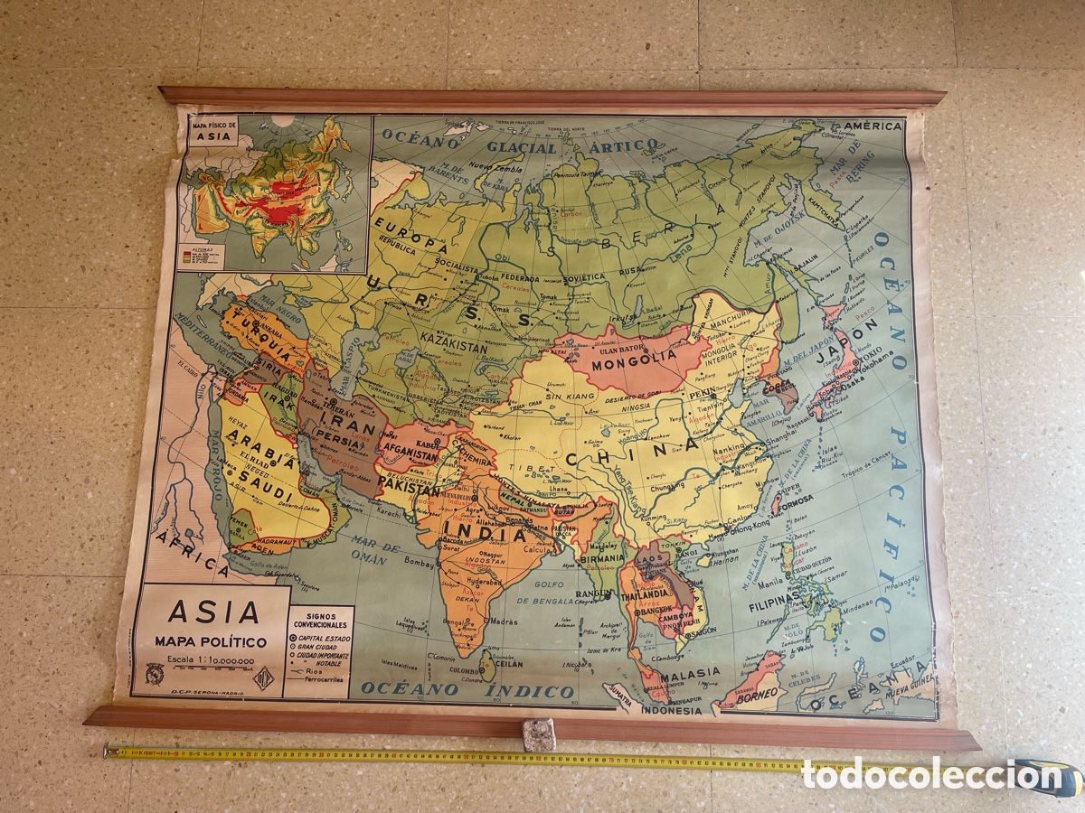 Otros art&iacute;culos de coleccionismo en papel: MAPA POLITICO ASIA A&Ntilde;OS 60