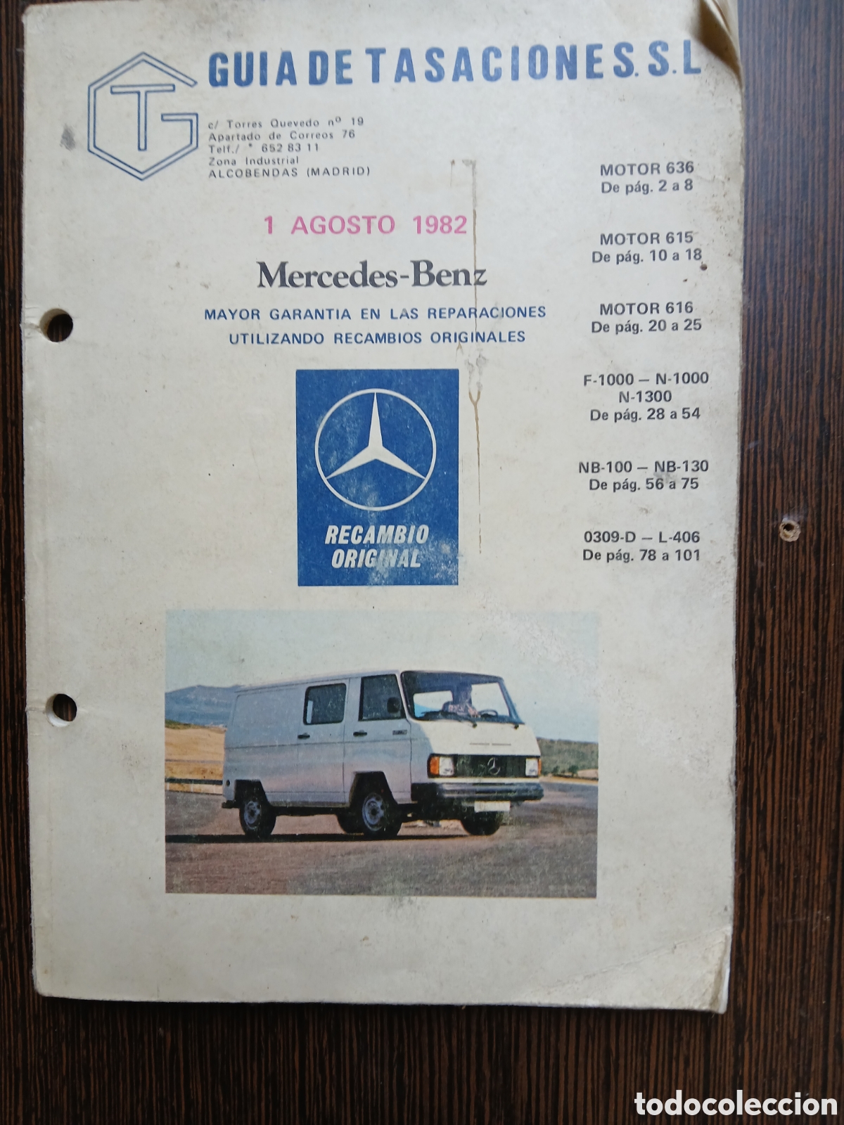 Otros art&iacute;culos de coleccionismo en papel: Guia tasaciones 1982 Mercedes benz