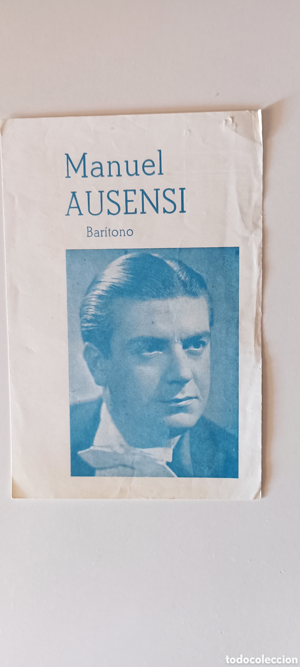 Sammelleidenschaft Andere Papierartikel: Fotografia de Manuel Ausensi, Bar&iacute;tono. Detr&aacute;s hay un sello con el nombre de Jaime Arteaga Busquets.