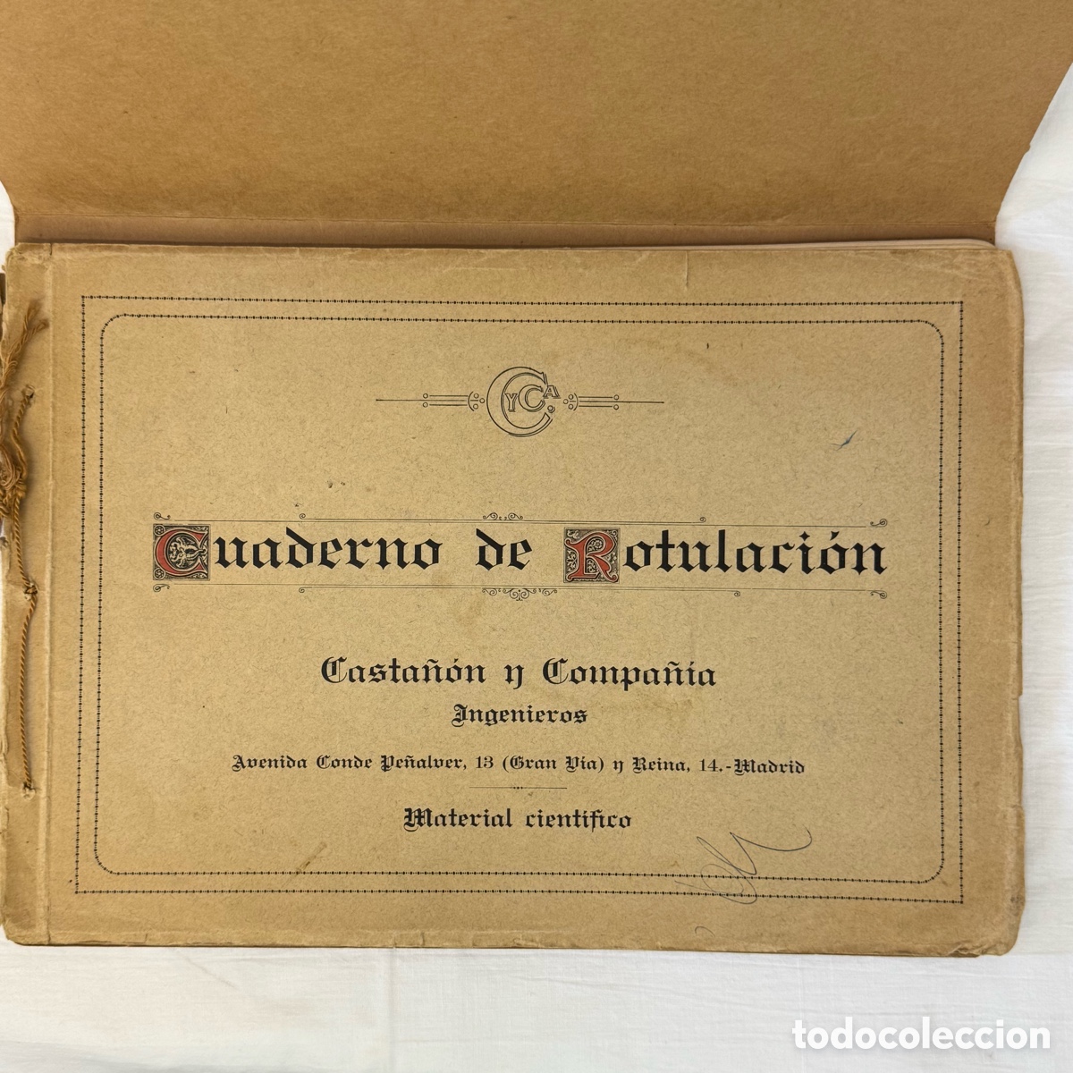 Collectionnisme Papier divers: CUADERNO ROTULACION CASTA&Ntilde;ON Y COMPA&Ntilde;IA MADRID INGENIEROS TIPOGRAFIA