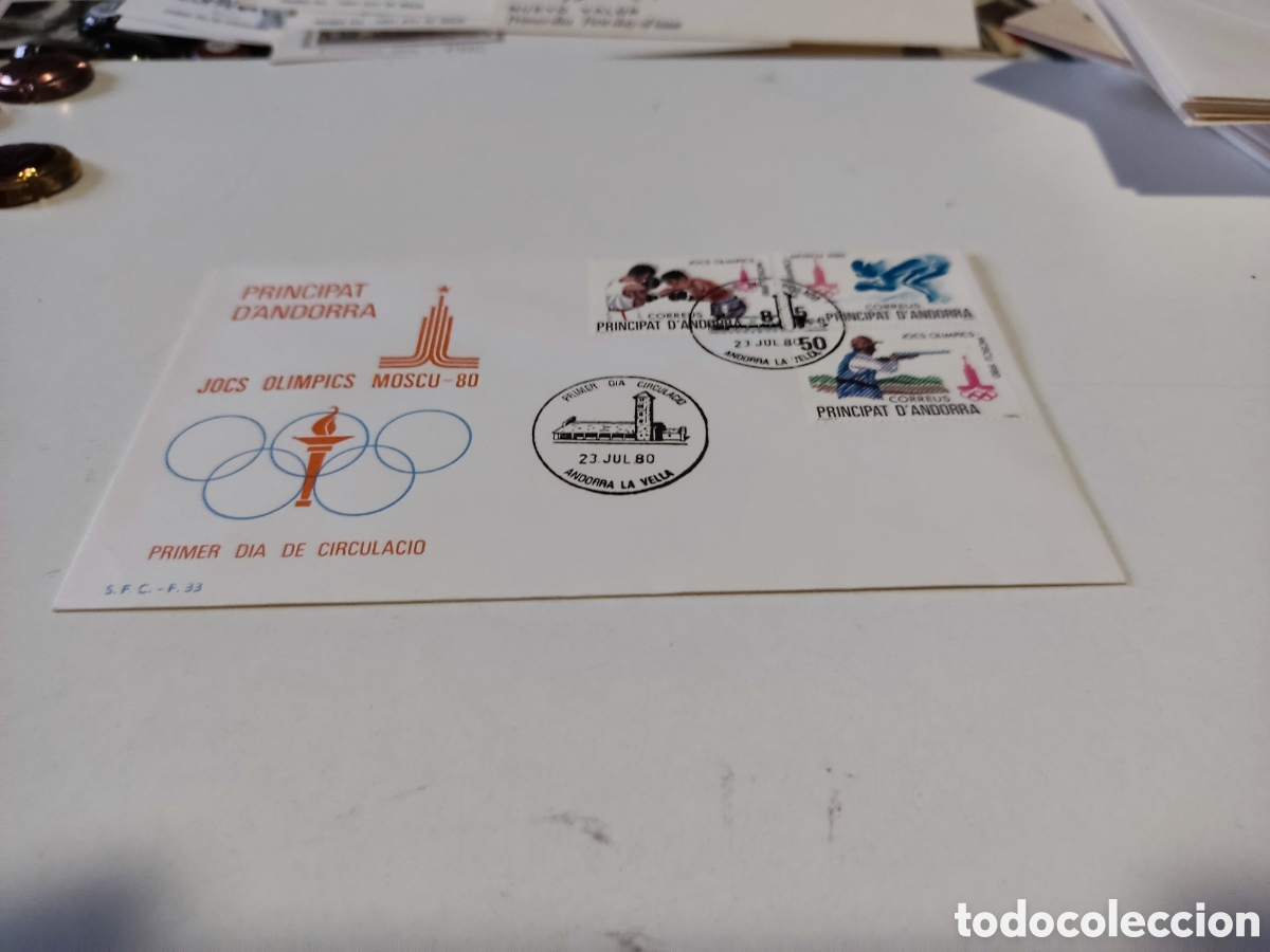 Otros art&iacute;culos de coleccionismo en papel: Sobre primer d&iacute;a de circulaci&oacute;n Andorra,juegos Ol&iacute;mpicos Mosc&uacute; 80