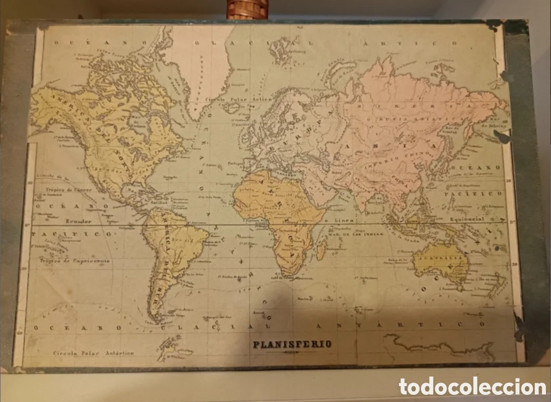 Otros art&iacute;culos de coleccionismo en papel: Antiguo planisferio escolar a&ntilde;os 50