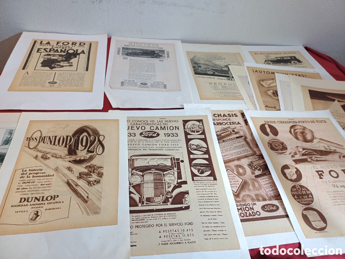 Otros Art&iacute;culos de Coleccionismo en Papel: LOTE 18 ANUNCIOS PUBLICIDAD, RENAULT, FORD, NEUM&Aacute;TICOS, CHASIS CAMI&Oacute;N, A&Ntilde;OS 20, 30
