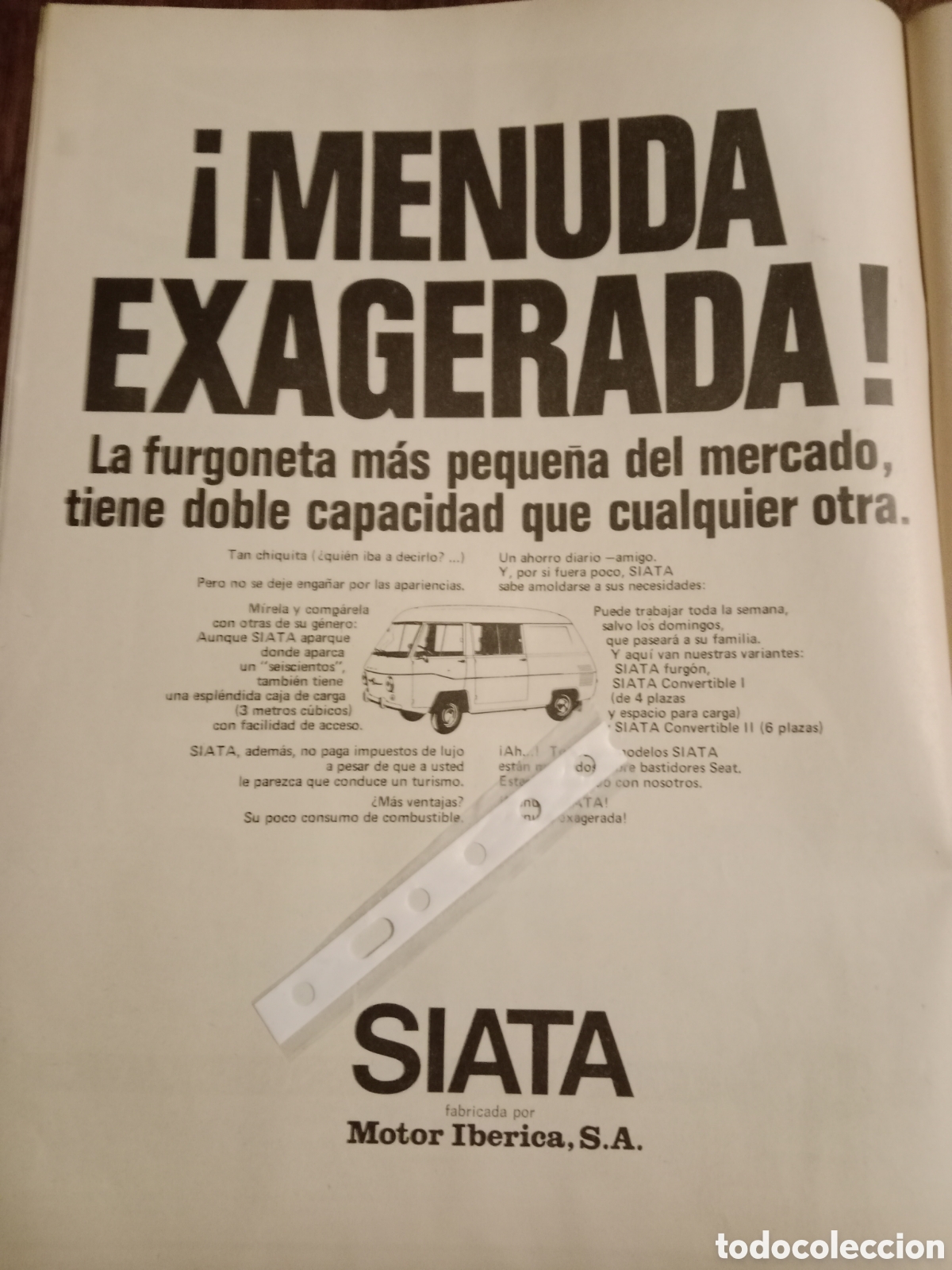 Paper Collecting Others: Publicidad furgoneta siata motor ib&eacute;rica de 1972