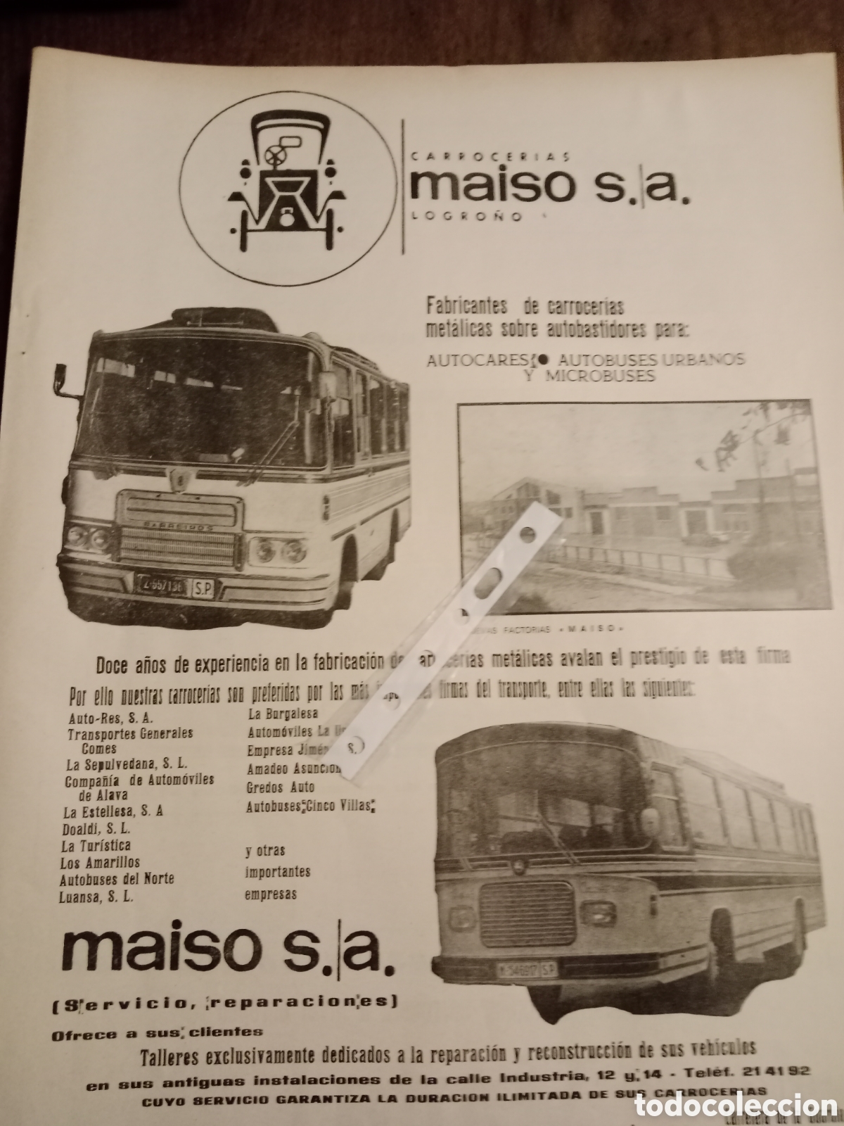 Paper Collecting Others: Publicidad autocar autob&uacute;s carrocer&iacute;as maiso de 1966