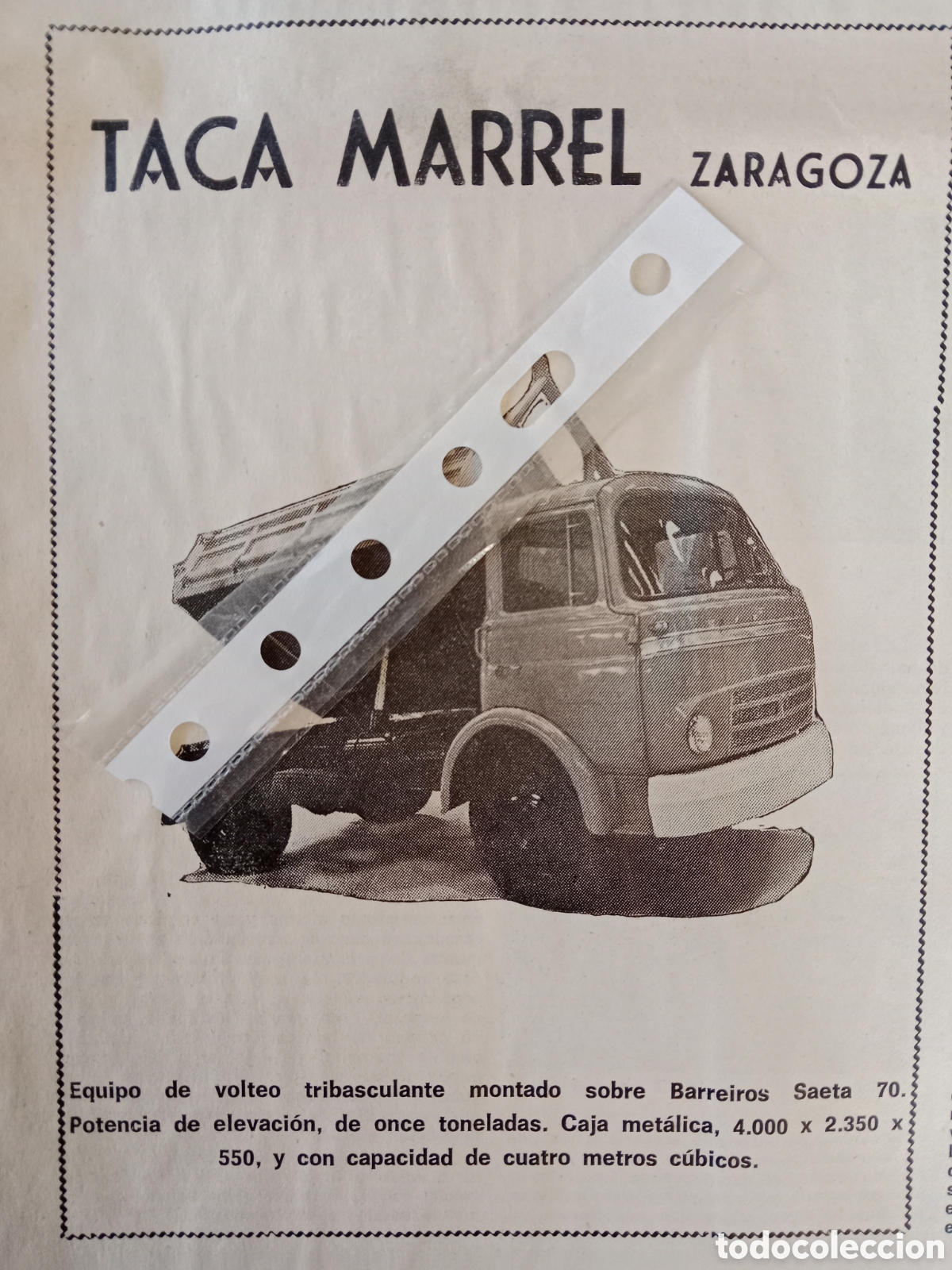 Otros Art&iacute;culos de Coleccionismo en Papel: 4 anuncios Publicidad carrocer&iacute;as volquetes taca marrel de 1968 Barreiros Pegaso