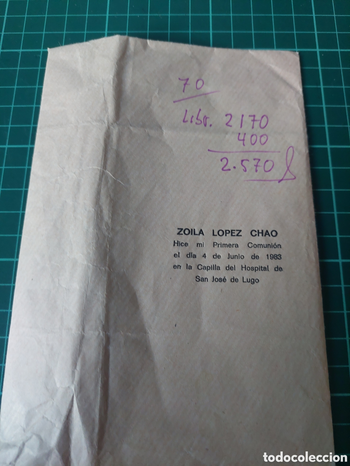 Outros artigos de papel: 1983 LUGO CAPILLA HISPITAL SAN JOS&Eacute; HICE MI PRIMERA COMUNI&Oacute;N