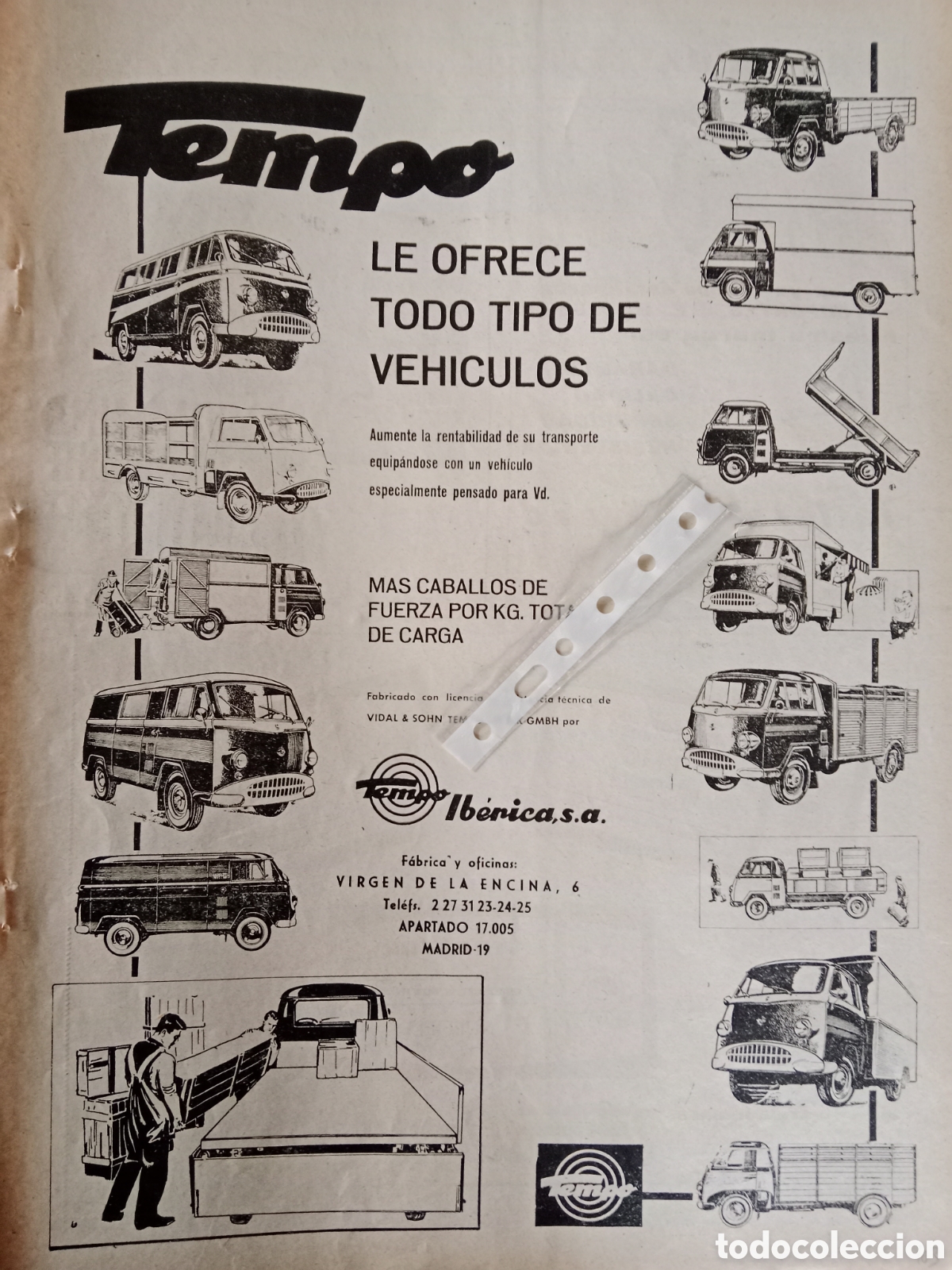 Outros artigos de papel: Publicidad furgoneta tempo de 1965