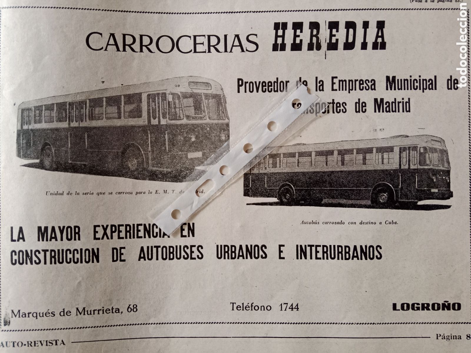 Outros artigos de papel: Publicidad autobus autocar carrocer&iacute;as Heredia de 1965
