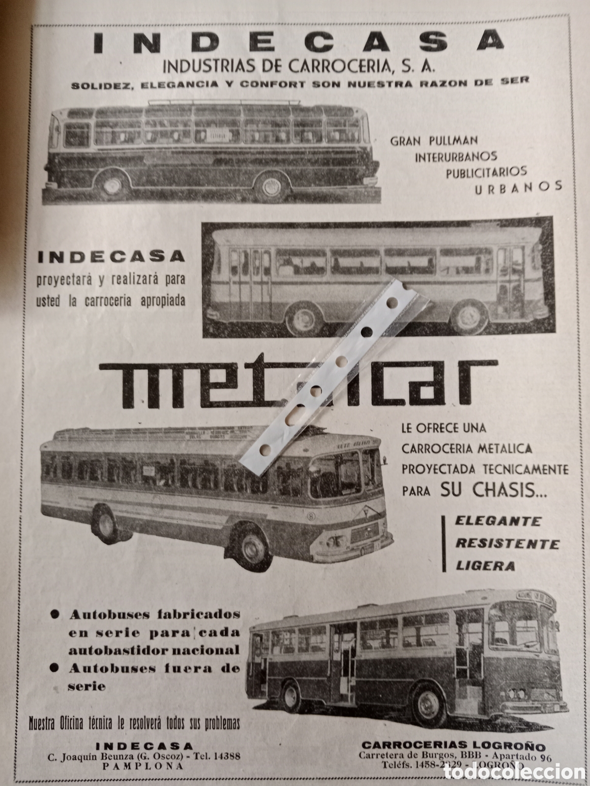 Outros artigos de papel: Publicidad autobus autocar carrocer&iacute;as indecasa de 1965