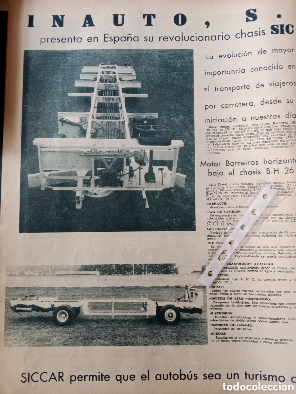Outros artigos de papel: Reportaje autob&uacute;s inauto siccar Barreiros de 1965