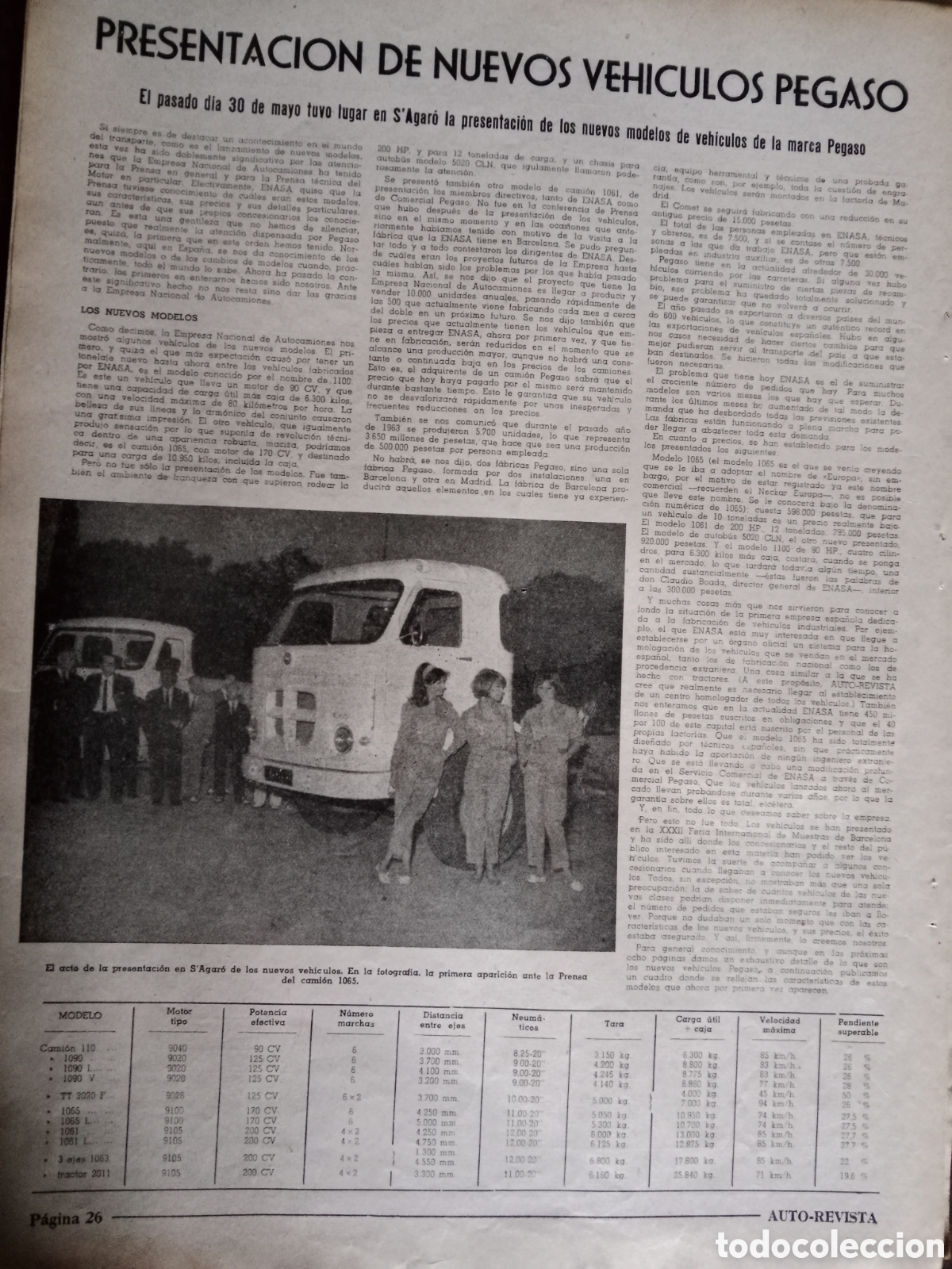 Otros Art&iacute;culos de Coleccionismo en Papel: Reportaje cami&oacute;n autob&uacute;s Pegaso de 1964