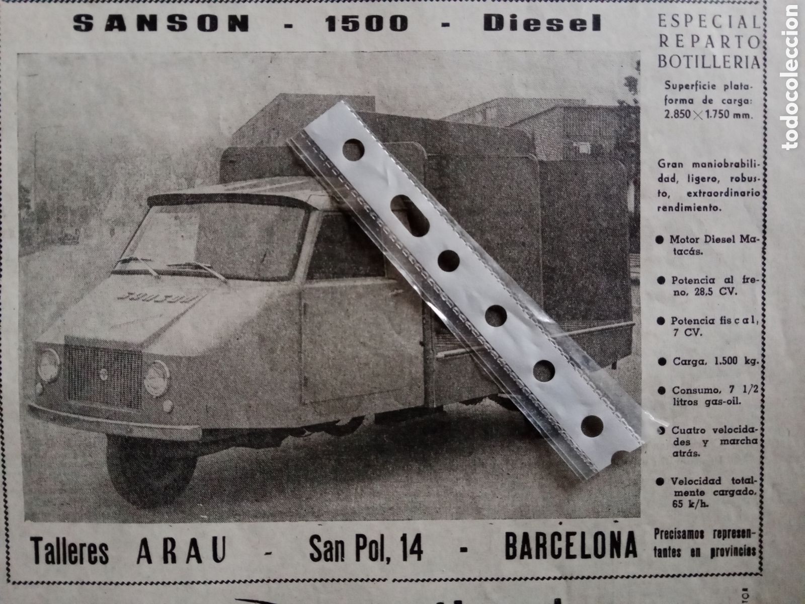 Outros artigos de papel: Publicidad motocarro sanson de 1965