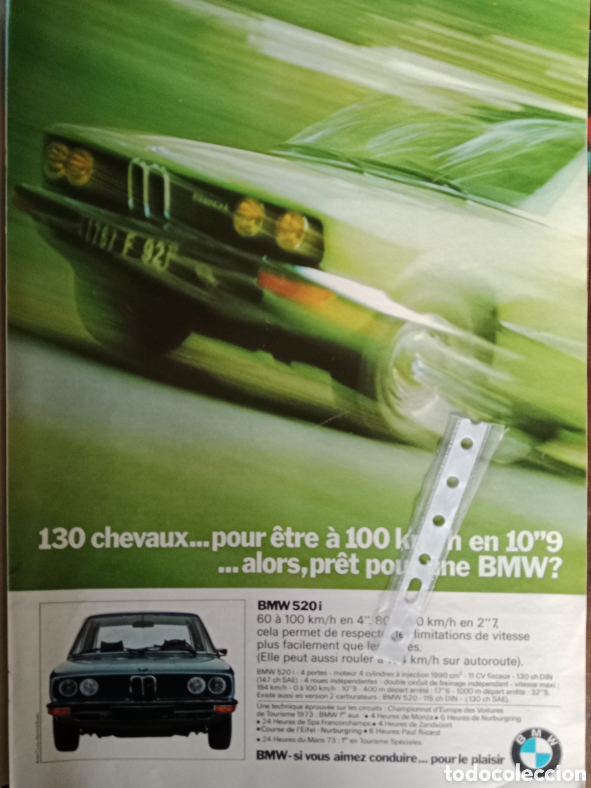Otros Art&iacute;culos de Coleccionismo en Papel: Publicidad autom&oacute;vil BMW 520 de 1973