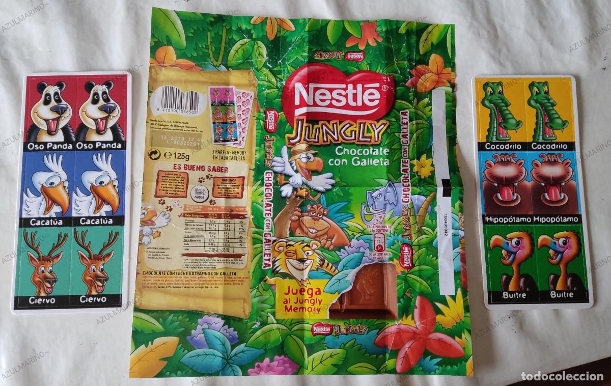 Otros Art&iacute;culos de Coleccionismo en Papel: NESTL&Eacute; JUNGLY MEMORY ENVOLTORIO DE CHOCOLATE Y DOS FICHAS DE PAREJAS