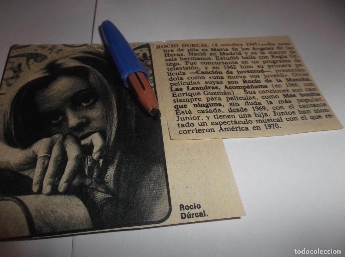 Otros Art&iacute;culos de Coleccionismo en Papel: RECORTE A&Ntilde;O 1973.- LA CANTANTE ESPA&Ntilde;OLA ROC&Iacute;O D&Uacute;RCAL