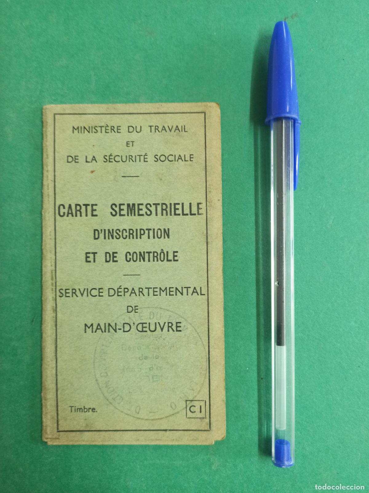 Otros art&iacute;culos de coleccionismo en papel: Antiguo documento Minist&egrave;re du Travail et Securit&eacute; Social. 1954. Francia.
