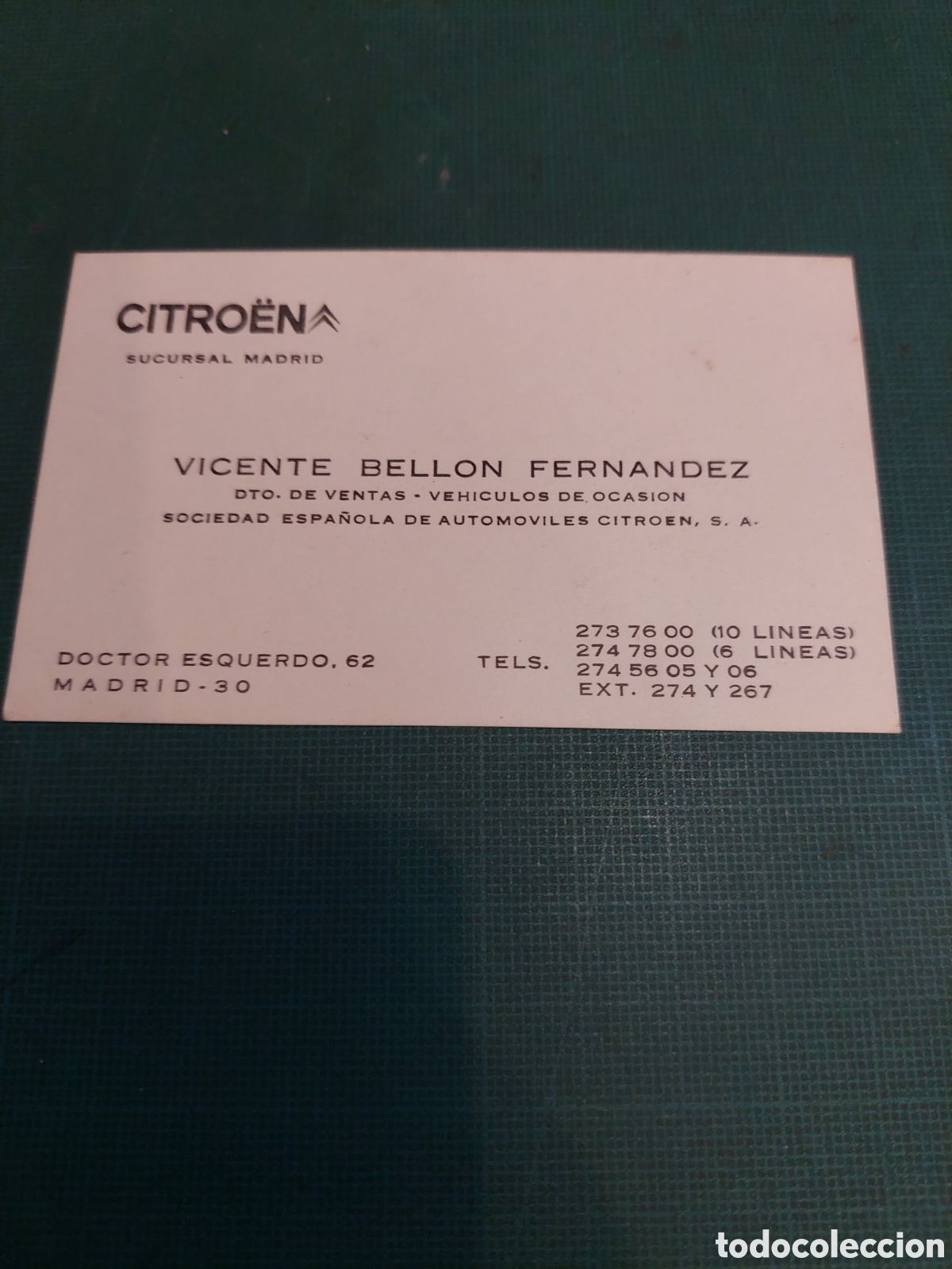 Collectionnisme Papier divers: MADRID TARJETA VISITA CITROEN