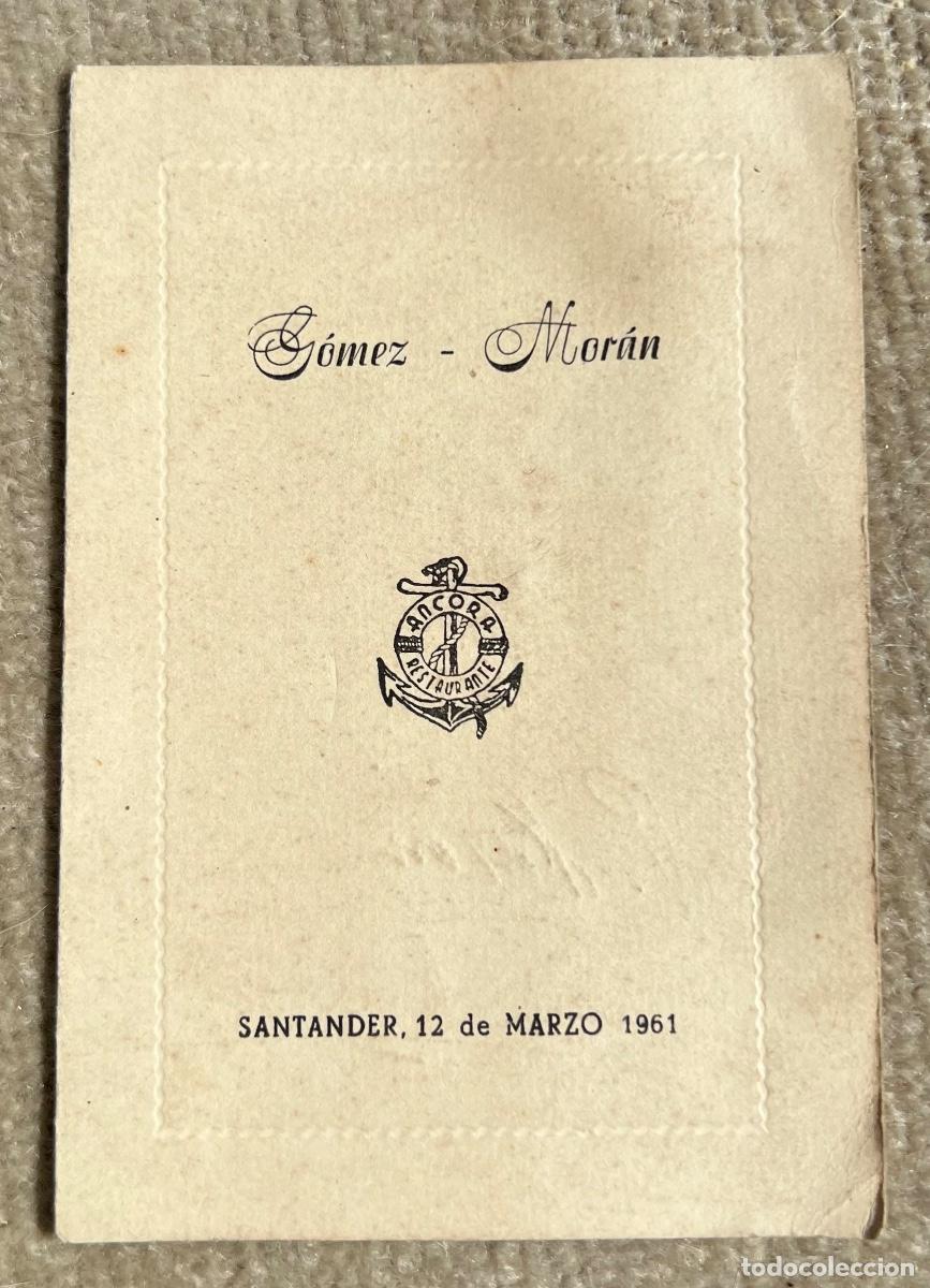 Otros art&iacute;culos de coleccionismo en papel: Men&uacute; de boda Restaurante &Aacute;ncora - Santander - A&ntilde;o 1961