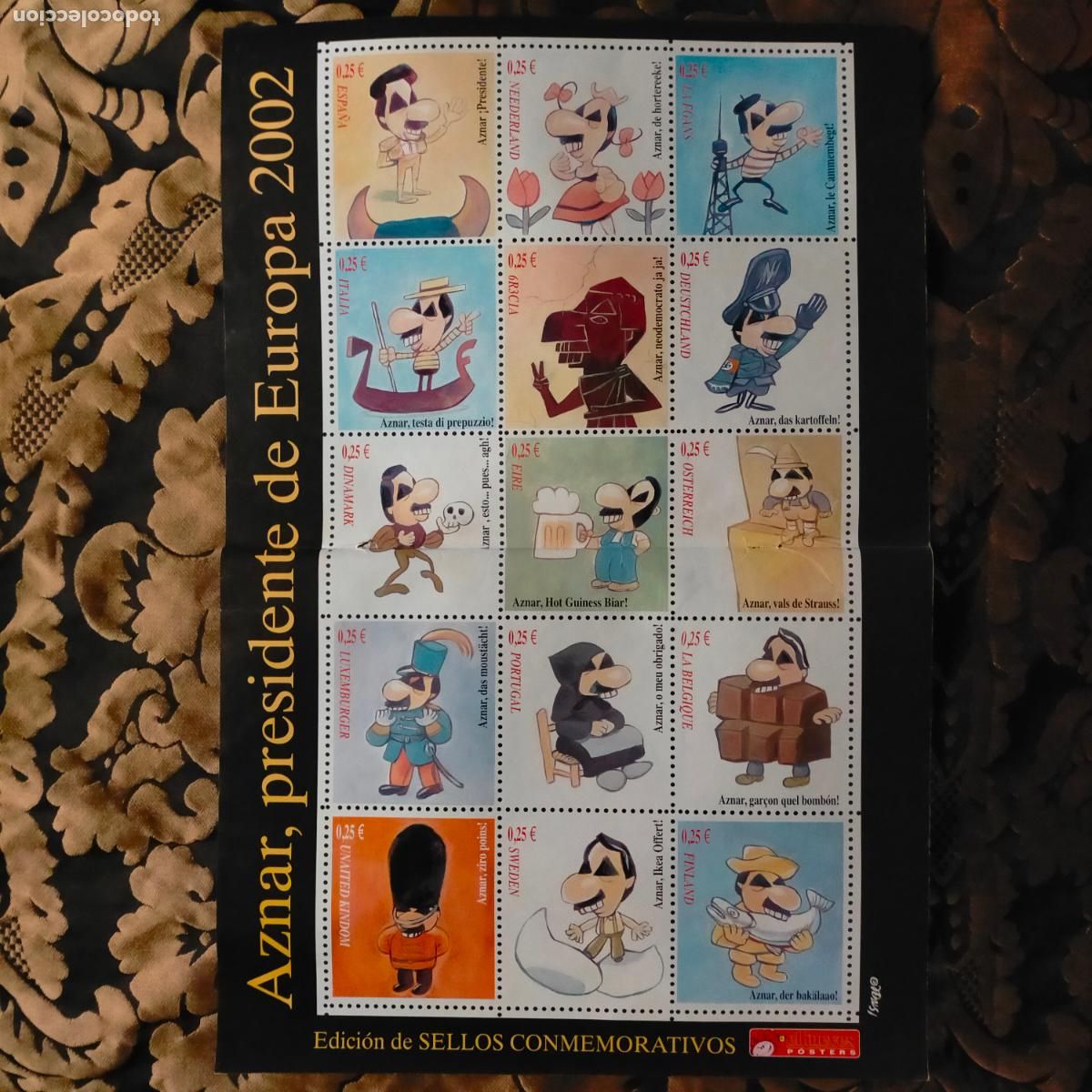 Collectionnisme Papier divers: ANTIGUO POSTER CENTRAL DE LA REVISTA EL JUEVES - POLITICA SELLOS JOSE MARIA AZNAR PRESIDENTE