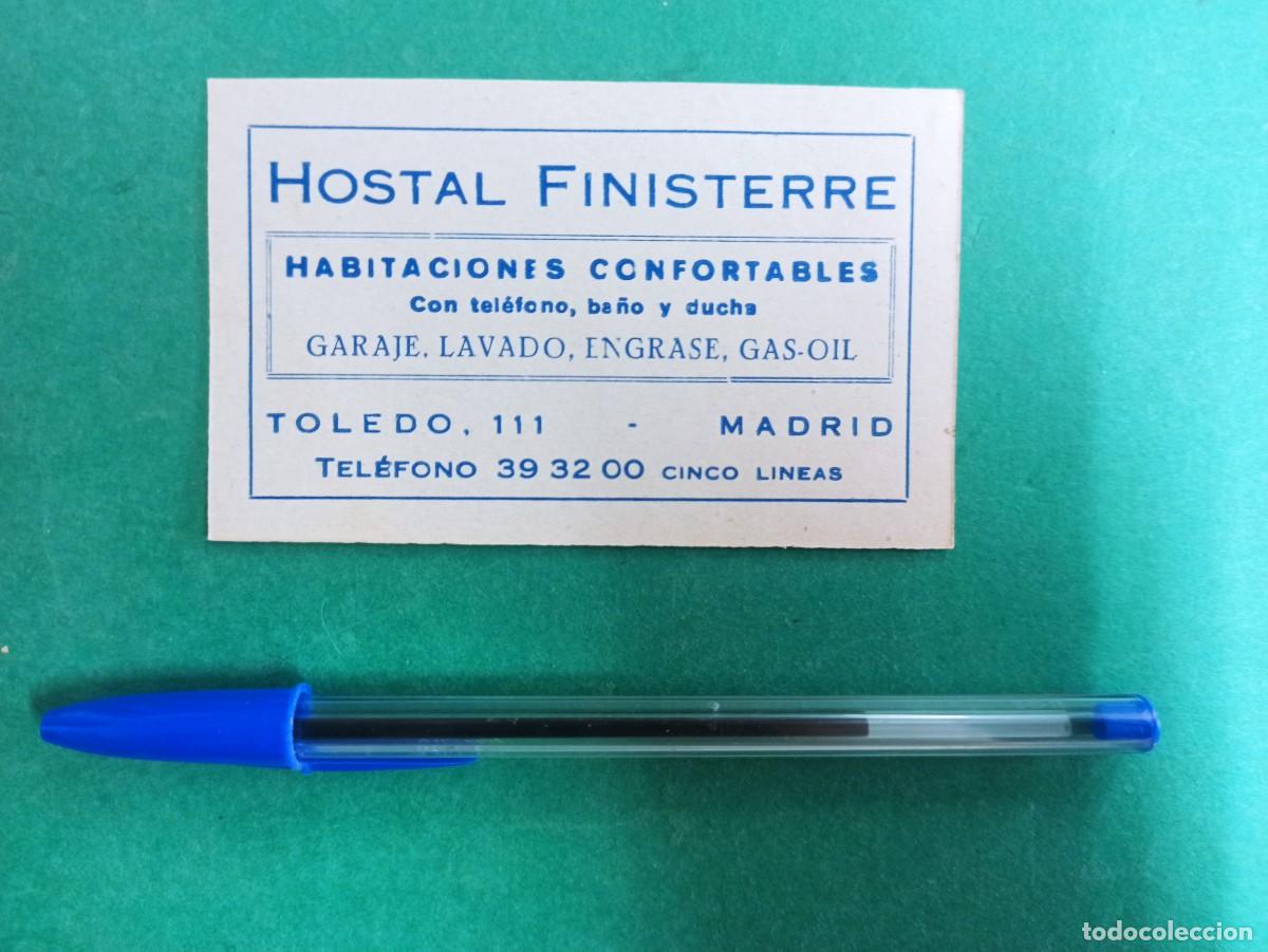 Otros art&iacute;culos de coleccionismo en papel: Antigua tarjeta de publicidad Hostal Finisterre. Madrid.
