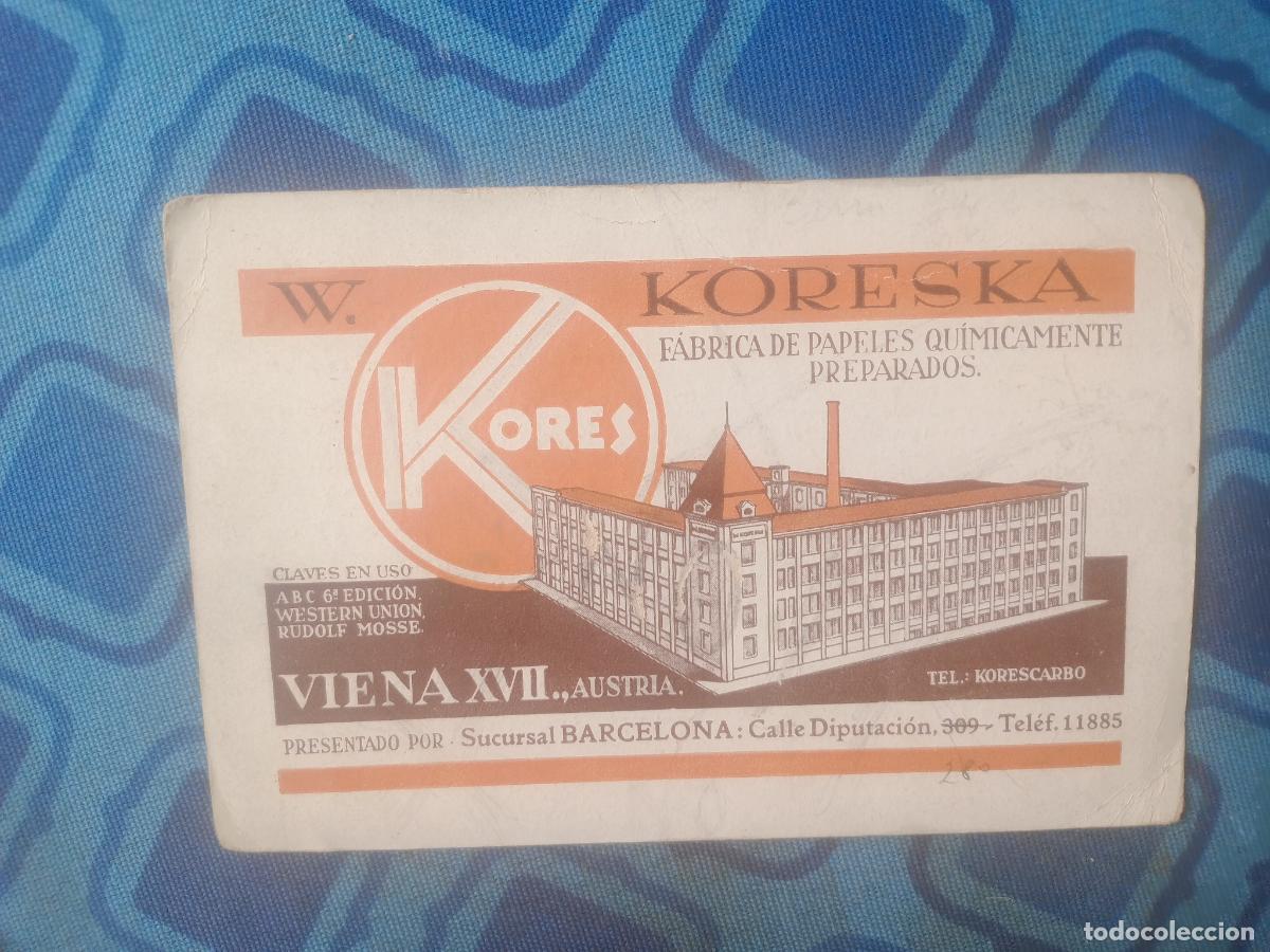 Otros art&iacute;culos de coleccionismo en papel: KORESKA, F&aacute;brica de papeles KORES, sucursal en Barcelona