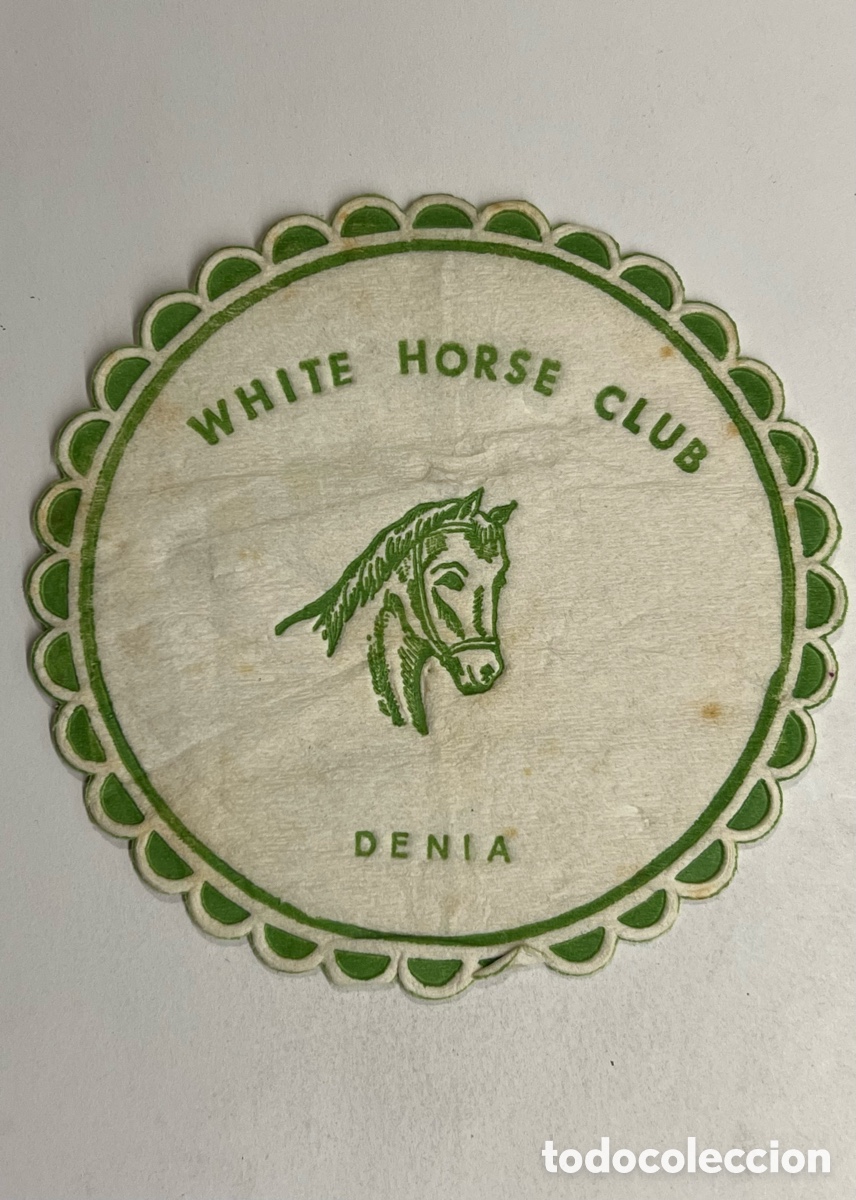 Otros art&iacute;culos de coleccionismo en papel: DENIA LES ROTES. Posavasos Discoteca. White horse club.. (h.1970?) Med&iacute;das: 9 cm., di&aacute;metro
